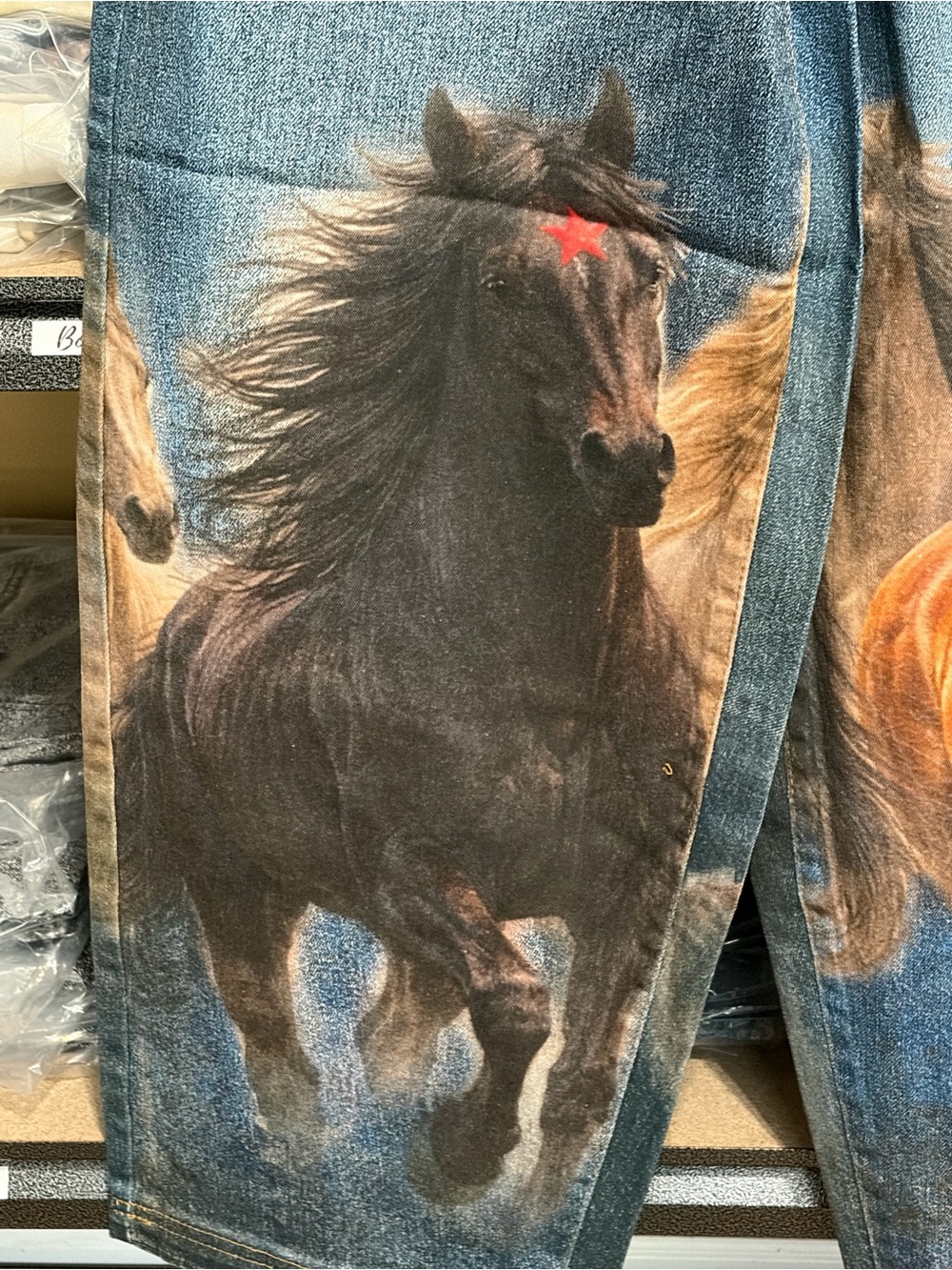 NWT HOWDY Horse Digital Print Baggy Wide Leg Jeans Vibrant M.i.U. - Picture 7 of 14